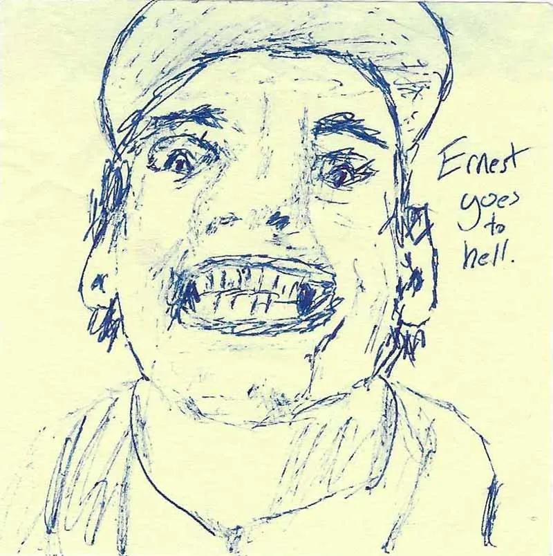 A drawing of Ernest P. Worrell